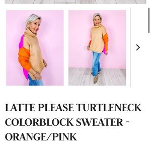 Latte pleaser colorblock sweater